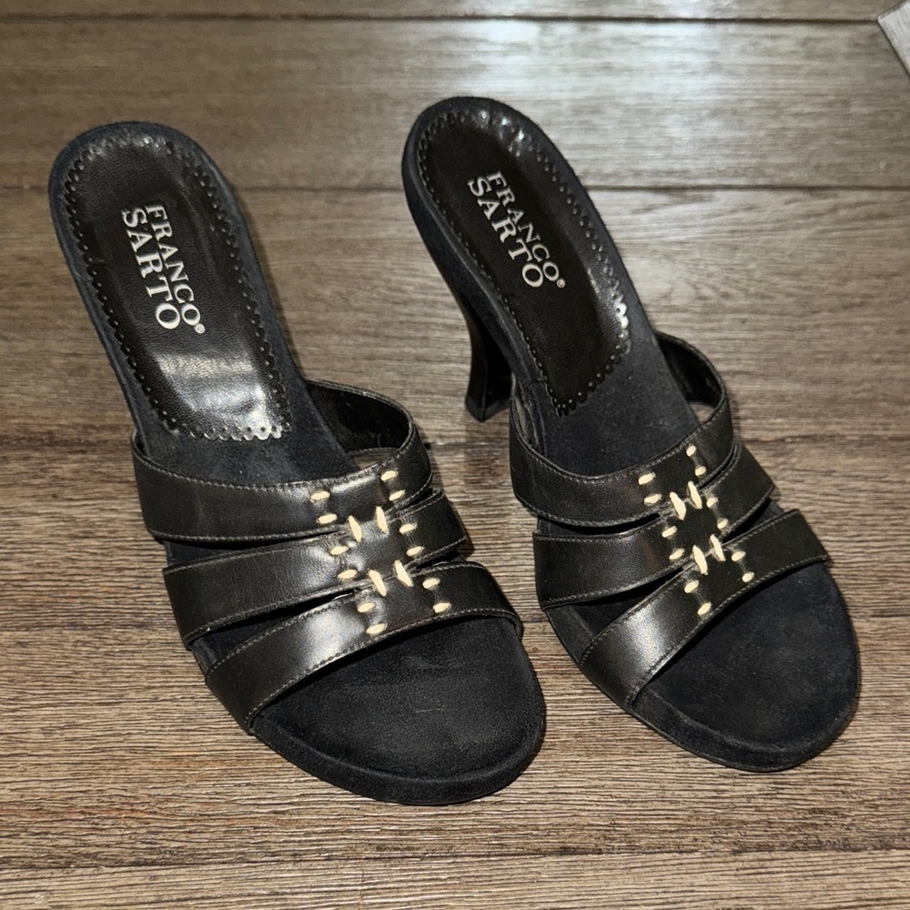 Franco Sarto Black Leather Heels